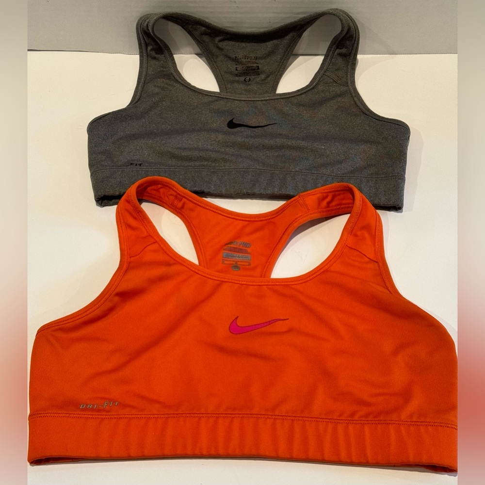 Nike Dri-Fit Small Grey & Med Orange Sports Bras (2Bras)